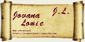 Jovana Lomić vizit kartica